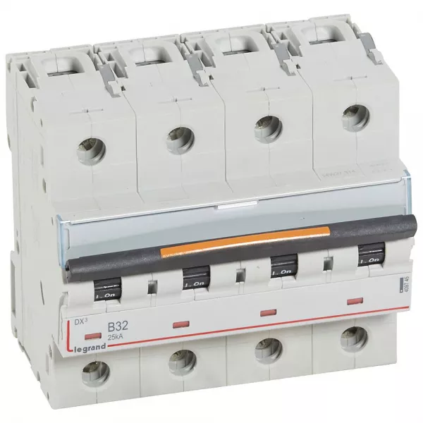 legrand-disj. dx� 25ka arriv�e haute, d�part bas � vis 4p 400v~ - 32a courbe b 6 modules (409745)