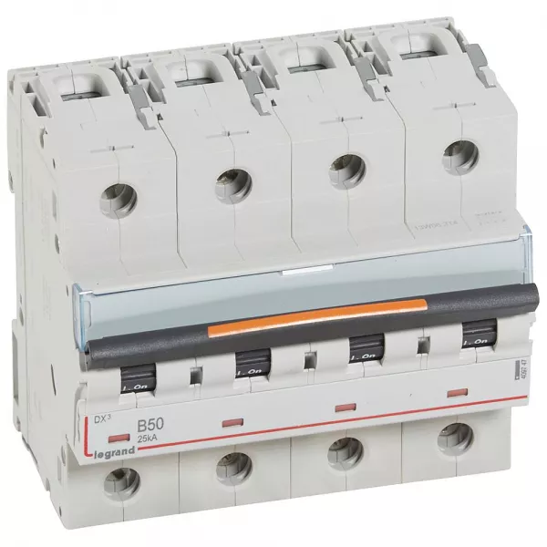 legrand-disj. dx� 25ka arriv�e haute, d�part bas � vis 4p 400v~ - 50a courbe b 6 modules (409747)