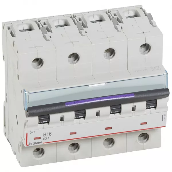 legrand-disj. dx� 50ka arriv�e haute, d�part bas � vis 4p 400v~ - 16a courbe b 6 modules (410122)