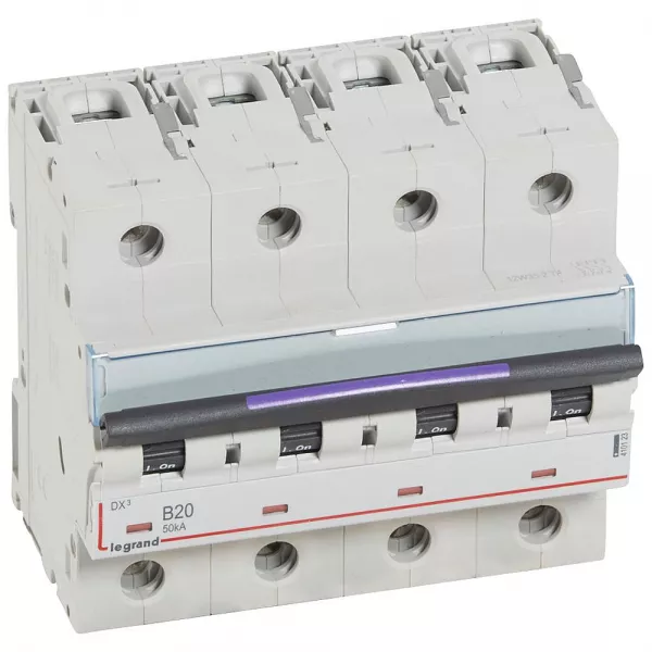 legrand-disj. dx� 50ka arriv�e haute, d�part bas � vis 4p 400v~ - 20a courbe b 6 modules (410123)