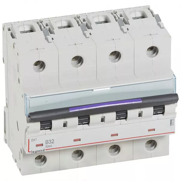 legrand-disj. dx� 50ka arriv�e haute, d�part bas � vis 4p 400v~ - 32a courbe b 6 modules (410125)
