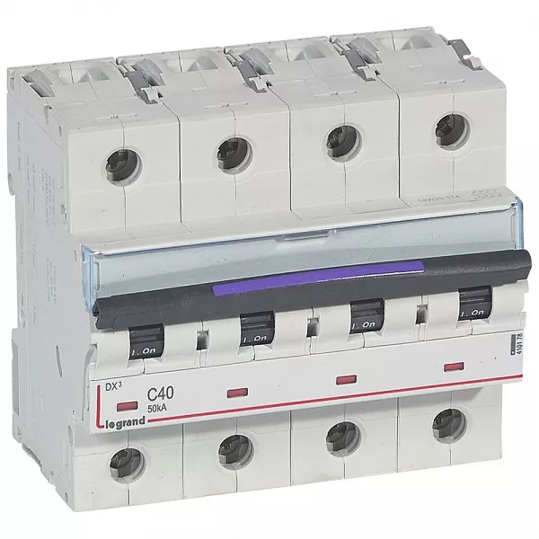 legrand-disj. dx� 50ka arriv�e haute, d�part bas � vis 4p 400v~ - 40a courbe c 6 modules (410178)