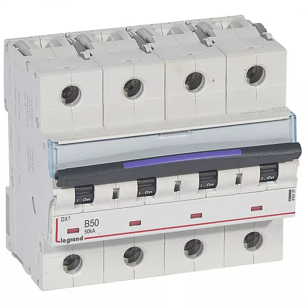legrand-disj. dx� 50ka arriv�e haute, d�part bas � vis 4p 400v~ - 50a courbe b 6 modules (410127)