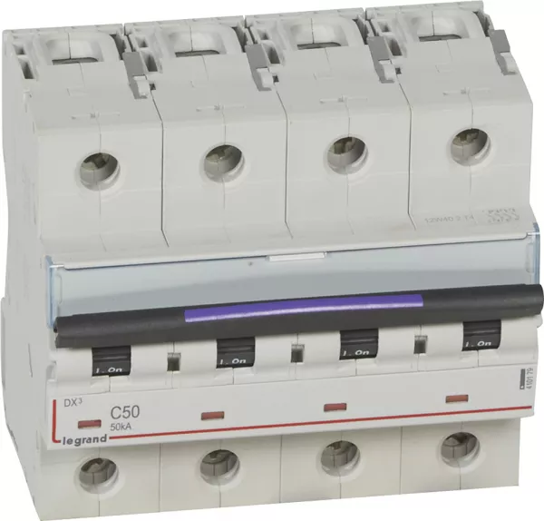 legrand-disj. dx� 50ka arriv�e haute, d�part bas � vis 4p 400v~ - 50a courbe c 6 modules (410179)