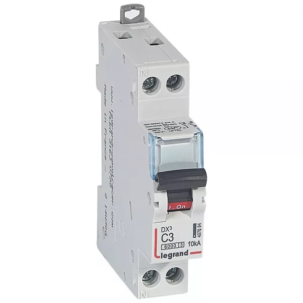 legrand-disj. dx� 6000ka 10ka arriv�e haute/d�part bas � vis 3a -courbe c -1 module (407694)