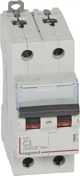 legrand-disj. dx� 6000ka 10ka arriv�e haute/d�part bas � vis 3a -courbe c -2 modules (407778)