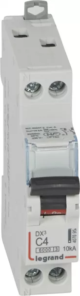 legrand-disj. dx� 6000ka 10ka arriv�e haute/d�part bas � vis 4a -courbe c -1 module (407695)