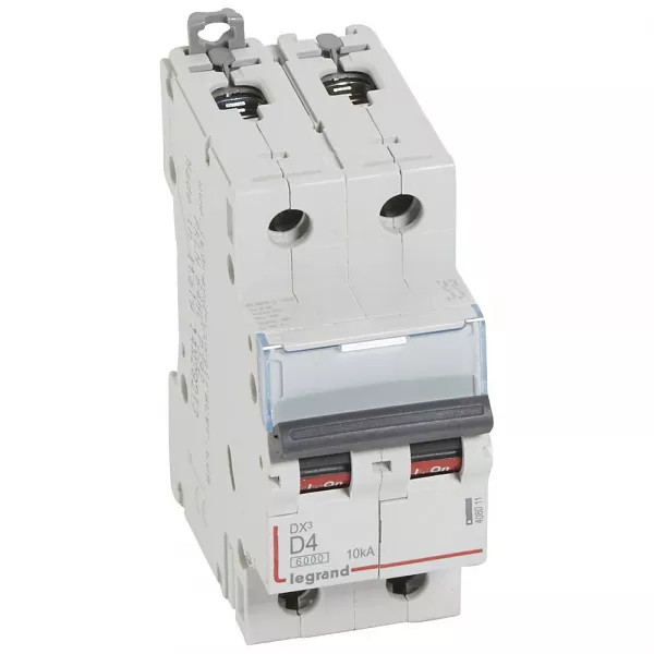 legrand-disj. dx� 6000ka 10ka arriv�e haute/d�part bas � vis 4a -courbe d -2 modules (408011)