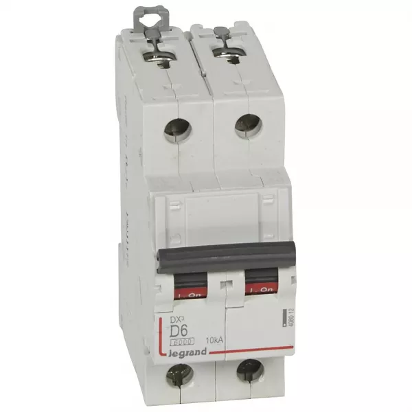 legrand-disj. dx� 6000ka 10ka arriv�e haute/d�part bas � vis 6a -courbe d -2 modules (408012)