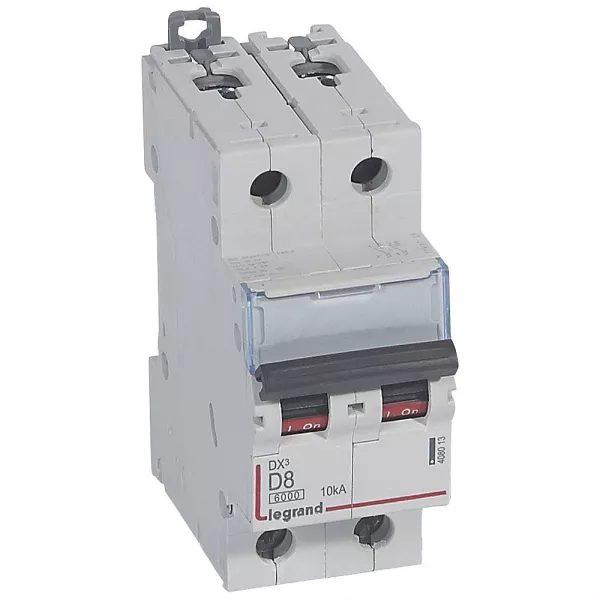legrand-disj. dx� 6000ka 10ka arriv�e haute/d�part bas � vis 8a -courbe d -2 modules (408013)