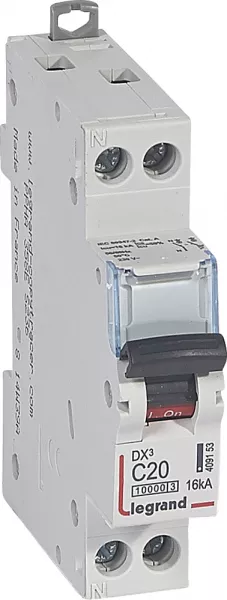 legrand-disj. dx�10000 16ka arriv�e haute/d�part bas vis u+n 230v~ 20a courbe c -1 mod (409153)
