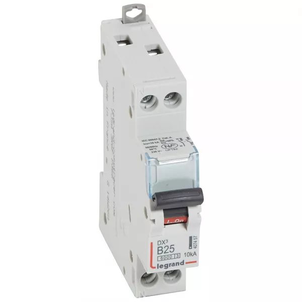 legrand-disj. dx�6000 10ka arriv�e haute/d�part bas � vis u+n 230v~ 25a courbe b -1 mod (407457)