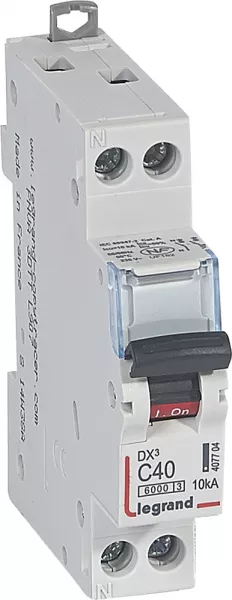 legrand-disj. dx�6000 10ka arriv�e haute/d�part bas vis u+n 230v~ 40a courbe c -1 mod (407704)