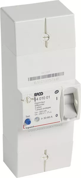 legrand-disjoncteur de branchement enedis bipolaire diff�rentiel 500ma instantan� - 60a (401001)