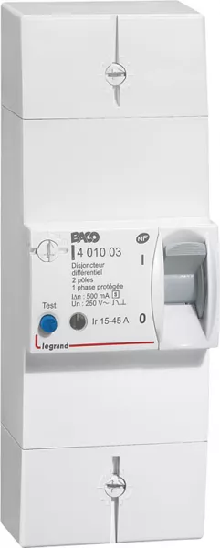 legrand-disjoncteur de branchement enedis bipolaire diff�rentiel 500ma s�lectif - 45a (401003)
