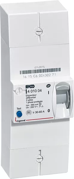 legrand-disjoncteur de branchement enedis bipolaire diff�rentiel 500ma s�lectif - 60a (401004)
