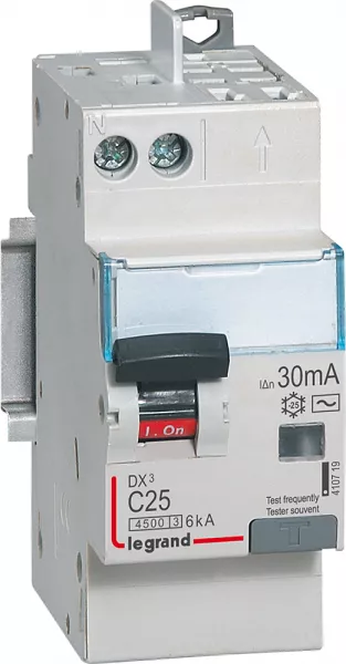 legrand-disjoncteur diff dx� 4500 - vis/auto -u+n 230v~ 25a -typeac - 30ma -courbe c -2m (410719)