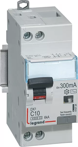 legrand-disjoncteur diff dx� 4500 - vis/vis -u+n 230v~ 10a -typeac -300ma -courbe c - 2m (410724)