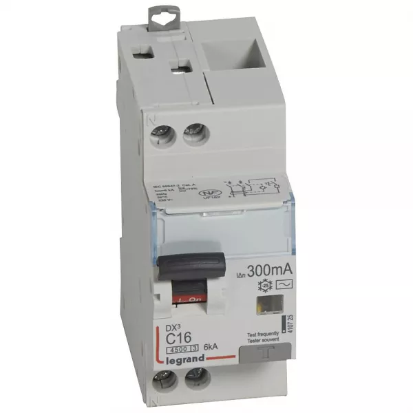 legrand-disjoncteur diff dx� 4500 - vis/vis -u+n 230v~ 16a -typeac -300ma -courbe c - 2m (410725)