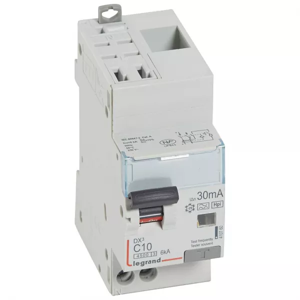 legrand-disjoncteur diff dx� 4500 -auto/vis- u+n 230v~ 10a- typef-30ma -courbe c - 2m (410760)