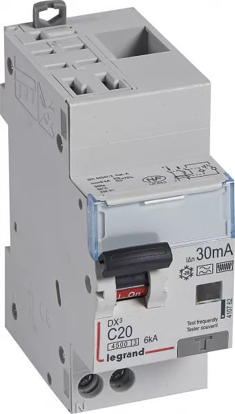 legrand-disjoncteur diff dx� 4500 -auto/vis- u+n 230v~ 20a- typef-30ma -courbe c - 2m (410762)