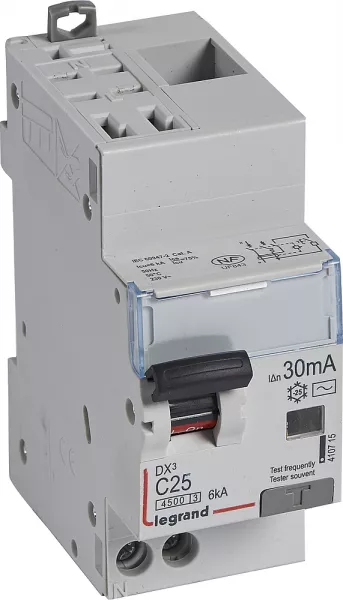 legrand-disjoncteur diff dx� 4500 -auto/vis -u+n 230v~ 25a - typeac - 30ma -courbe c -2m (410715)