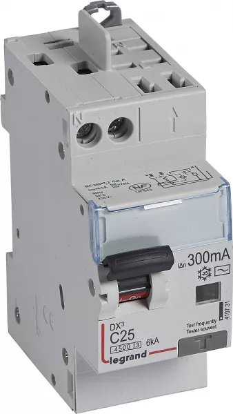 legrand-disjoncteur diff dx� 4500 -vis/auto -u+n 230v~ 25a -typeac - 300ma -courbe c -2m (410731)