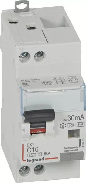 legrand-disjoncteur diff dx� 4500 -vis/vis- u+n 230v~ 16a- typef-30ma -courbe c - 2m (410753)