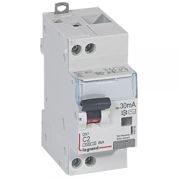 legrand-disjoncteur diff dx� 4500 -vis/vis -u+n 230v~ 2a - typeac -30ma -courbe c - 2m (410702)