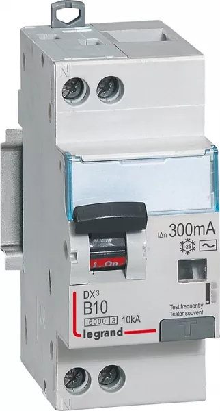 legrand-disjoncteur diff dx� 6000 - u+n 230v~- typeac 300ma - 10a courbe b - 2 modules (410898)