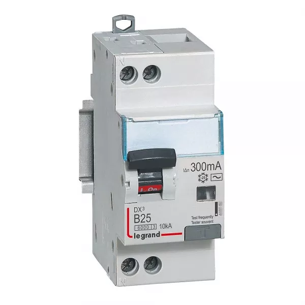legrand-disjoncteur diff dx� 6000 - u+n 230v~- typeac 300ma - 25 a courbe b - 2 modules (410901)