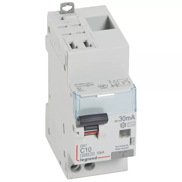legrand-disjoncteur diff dx� 6000 -auto/vis-u+n 230v~-10a-typeac-30ma-courbe c - 2 mod (410800)