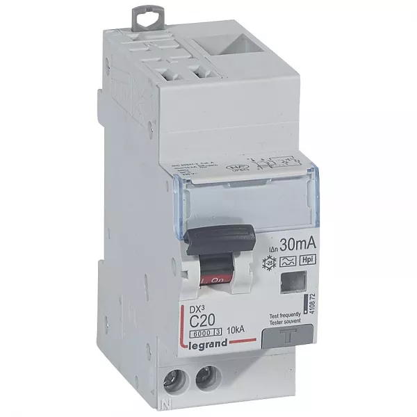 legrand-disjoncteur diff dx� 6000 -auto/vis-u+n 230v~-20a -typef-30ma-courbe c - 2m (410872)