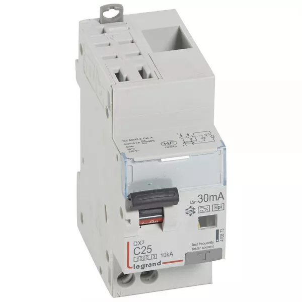 legrand-disjoncteur diff dx� 6000 -auto/vis-u+n 230v~-25a -typef-30ma-courbe c - 2m (410873)