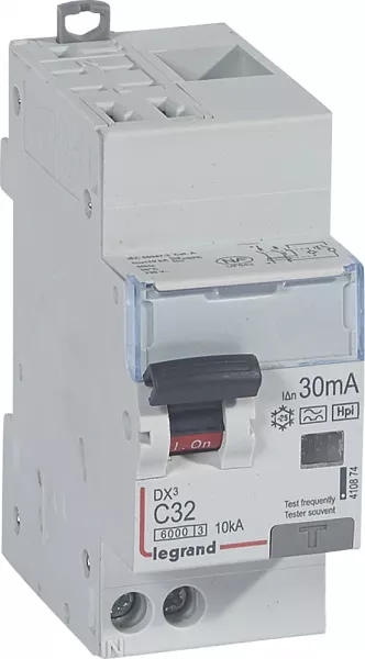 legrand-disjoncteur diff dx� 6000 -auto/vis-u+n 230v~-32a -typef-30ma-courbe c - 2m (410874)