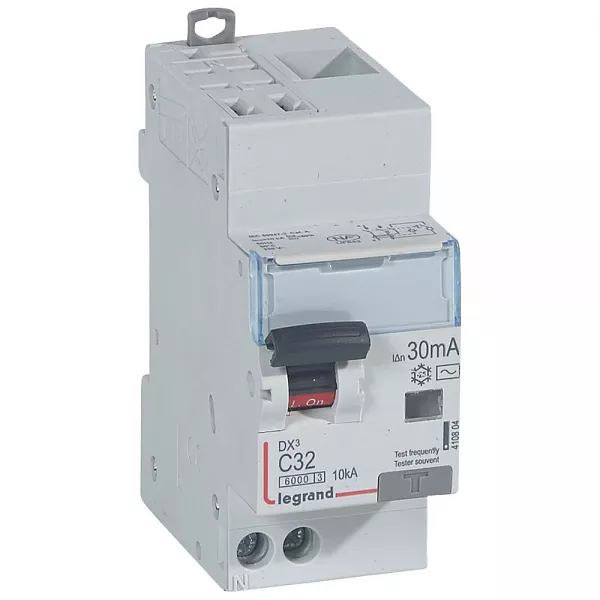 legrand-disjoncteur diff dx� 6000 -auto/vis-u+n 230v~-32a-typeac-30ma-courbe c - 2 mod (410804)