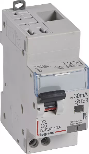 legrand-disjoncteur diff dx� 6000 -auto/vis-u+n 230v~-6a-typeac-30ma-courbe c - 2 mod (410799)
