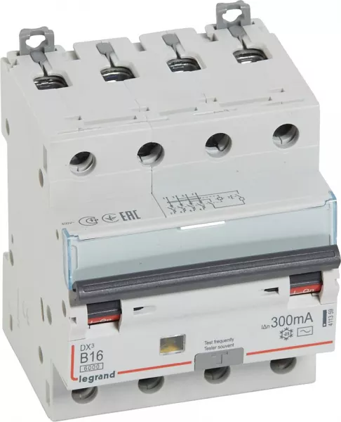legrand-disjoncteur diff dx� 6000 -vis- 4p 400v~ -16a - typeac 300ma - courbe b - 4m (411359)