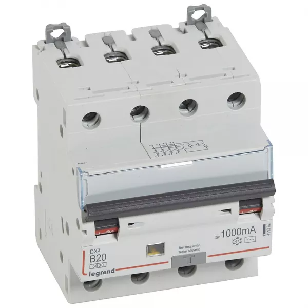 legrand-disjoncteur diff dx� 6000 -vis- 4p 400v~ -20 a - typeac 1000ma - courbe b - 4m (411362)