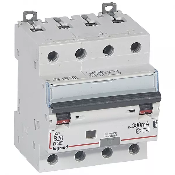 legrand-disjoncteur diff dx� 6000 -vis- 4p 400v~ -20 a - typeac 300ma - courbe b - 4m (411360)