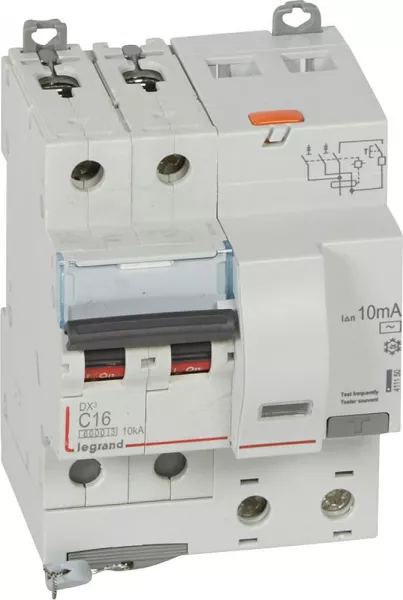 legrand-disjoncteur diff dx� 6000 -vis-2p-230/400v~-16a -typeac -10ma- courbe c - 4 mod (411150)