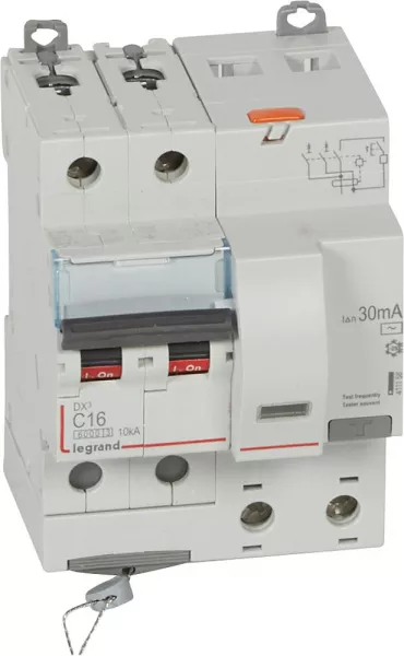 legrand-disjoncteur diff dx� 6000 -vis-2p-230/400v~-16a -typeac -30ma- courbe c - 4 mod (411158)