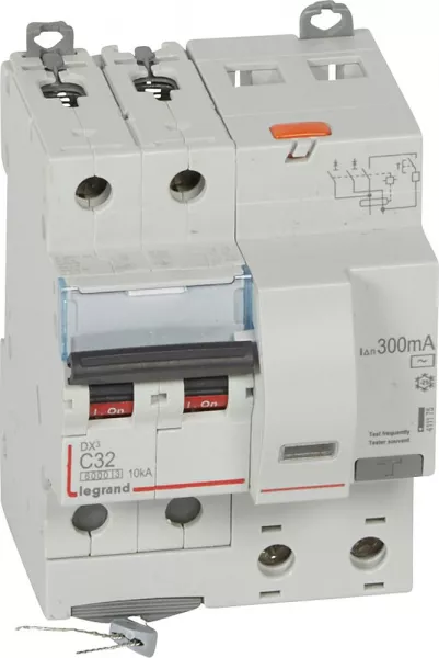 legrand-disjoncteur diff dx� 6000 -vis-2p-230/400v~-32a -typeac -300ma- courbe c - 4 mod (411175)