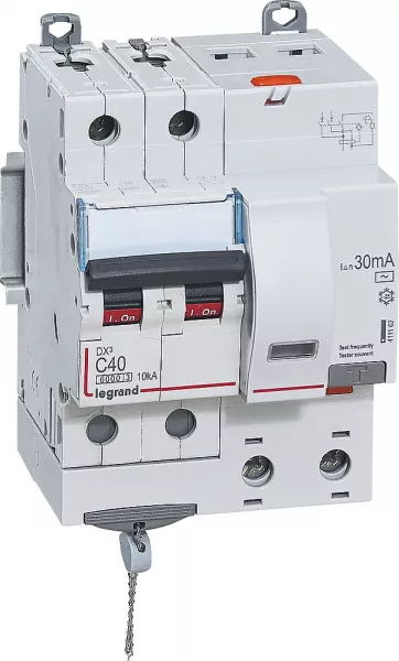 legrand-disjoncteur diff dx� 6000 -vis-2p-230/400v~-40a -typeac -30ma- courbe c - 4 mod (411162)