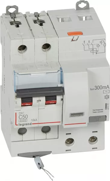 legrand-disjoncteur diff dx� 6000 -vis-2p-230/400v~-50a -typeac -300ma- courbe c - 4 mod (411177)
