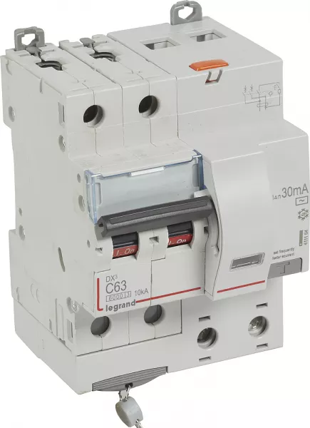 legrand-disjoncteur diff dx� 6000 -vis-2p-230/400v~-63a -typeac -30ma- courbe c - 4 mod (411164)