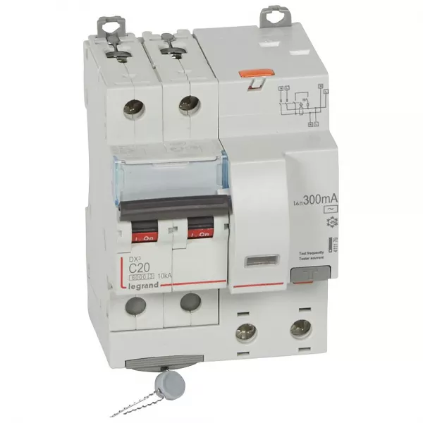 legrand-disjoncteur diff dx� 6000 -vis/auto-2p 230/400v~-20a-typeac-300ma-courbec - 4mod (411179)