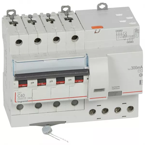 legrand-disjoncteur diff dx� 6000 -vis/auto-4p-400v~-40a-typeac-300ma-10ka-courbe c - 7m (411220)