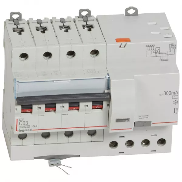 legrand-disjoncteur diff dx� 6000 -vis/auto-4p-400v~-63a-typeac-300ma-10ka-courbe c - 7m (411222)