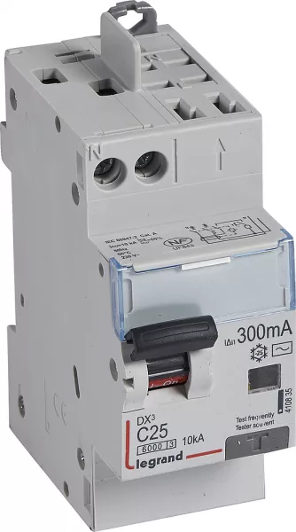 legrand-disjoncteur diff dx� 6000 -vis/auto-u+n 230v~-25a-typeac-300ma courbe c - 2m (410835)